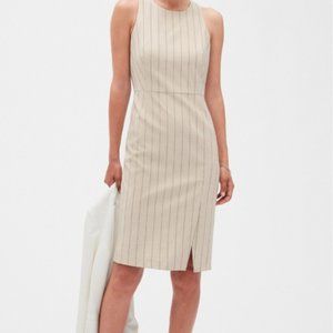 Banana Republic Dress Formal Pinstripe Sheath Dress Front Slit Sleevless 6